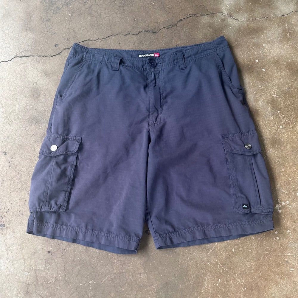 Quiksilver Cargo Shorts Mens 34 Blue Excellent Ripstop Outdoor Casual